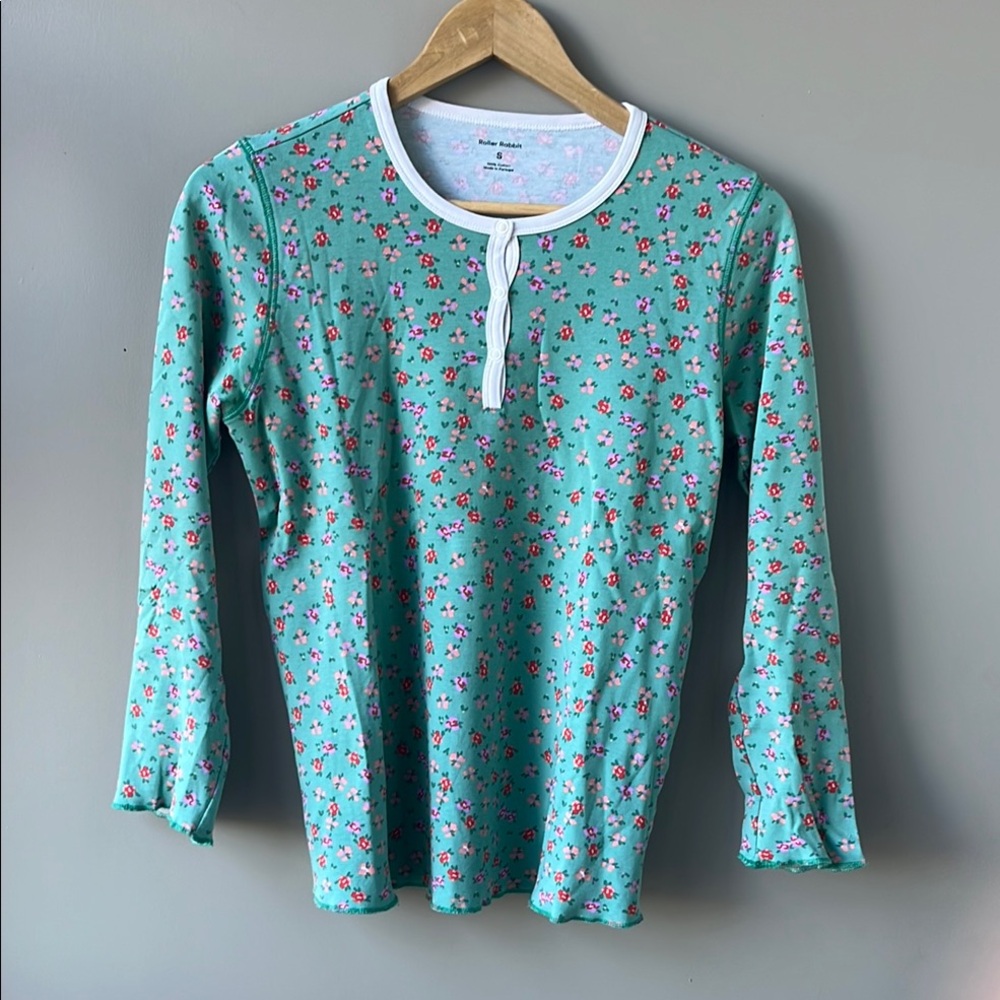 Roller Rabbit Green and White Pajama Set Long Sleeve